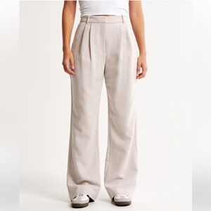 Abercrombie & Fitch Beige Wide-Leg Trousers Curve Love